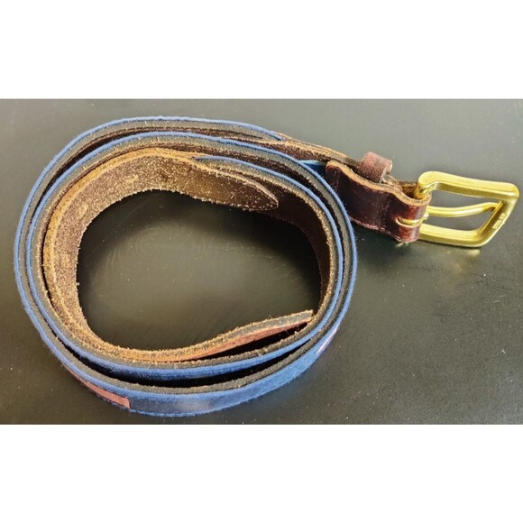 Country Club Prep Southern States Logo Belt Men Size 42 Stitched Canvas, Leather - Picture 8 of 16